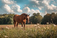 Horse Stud and her on a field horse countryside grassland.