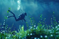 Underwater with scuba diver background recreation adventure outdoors.