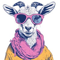 Goat wering fashion clothing illustrated livestock drawing.