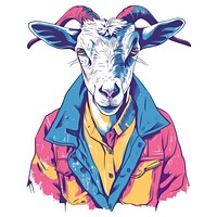 Goat wering fashion clothing illustrated livestock wildlife.
