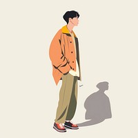 Korean boy clothing apparel walking.