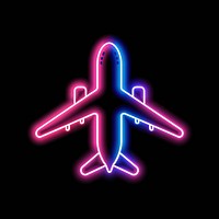 Airplane neon symbol light.
