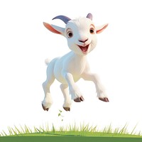 Baby cute goat Jumping for fun livestock animal mammal.