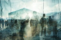 Double Exposure Effect Photography Refugee rights concept people clothing wedding.
