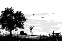 Farm silhouette architecture countryside.