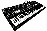 Synthesizer piano keyboard musical instrument.
