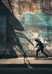 Man playing skateboard clothing footwear apparel.