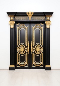 Front the door vintage black-gold color style isolated architecture furniture building.