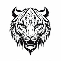 Tiger tattoo flat illustration logo wildlife stencil.