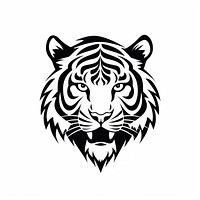 Tiger tattoo flat illustration logo wildlife stencil.