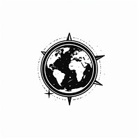 Travel badge with earth tattoo flat illustration logo astronomy universe.