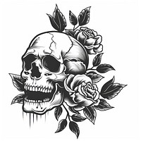 Vintage skull tattoo flat illustration illustrated graphics drawing.