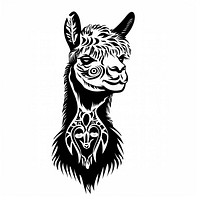 Alpaca tattoo flat illustration illustrated stencil drawing.