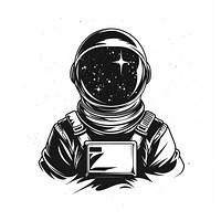 Astronaut in space tattoo flat illustration logo illustrated stencil.