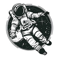 Astronaut in space tattoo flat illustration illustrated astronomy universe.