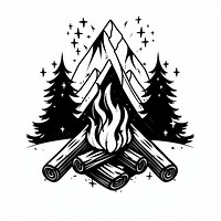 Campfire tattoo flat illustration illustrated bulldozer stencil.