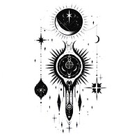 Celestial mystic esoteric magic tattoo flat illustration illustrated cutlery drawing.