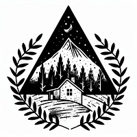 Farm house tattoo flat illustration triangle symbol ammunition.