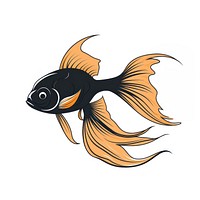 Goldfish tattoo flat illustration animal shark sea life.