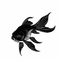 Goldfish tattoo flat illustration silhouette aquatic animal.