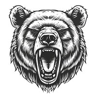Grizzly Bear head tattoo flat illustration illustrated wildlife drawing.