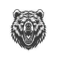 Grizzly bear tattoo flat illustration illustrated wildlife drawing.