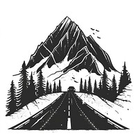Holiday Trip Road to The Mountain tattoo flat illustration road illustrated outdoors.