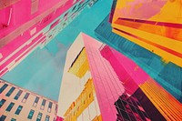 Retro collage of skyscraper in new york art architecture painting.