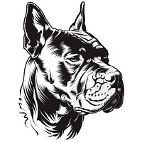 Pitbull tattoo flat illustration illustrated bulldog stencil.