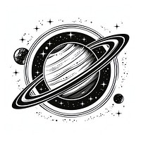Saturn tattoo flat illustration astronomy universe weaponry.