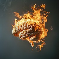 Photography of a Burning brain flame bonfire.