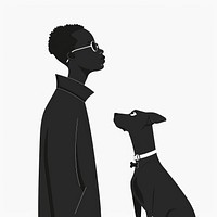 Blind black man and dog accessories silhouette accessory.