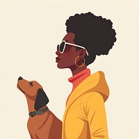 Blind black woman and dog drawing art accessories.