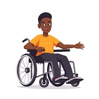 Black man in wheelchair transportation furniture e-scooter.