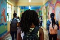 Black girl Students backpack person female.