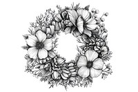 Ink drawing flower wreath illustrated sketch plant.