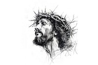 Ink drawing jesus illustrated sketch person.