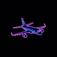 Line neon of airplane icon transportation aircraft airliner.