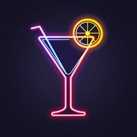 Line neon of cocktail icon lighting.