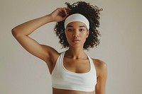 Sportswear apparel woman head.