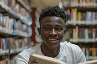 Happy Black boy Students library book publication.