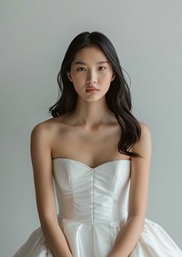 Southeast Asian bride wedding dress photo.