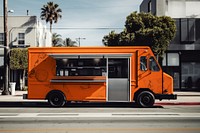 Orange food truck mockup psd