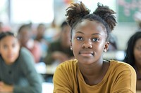 Young student black girl in classroom person female human.