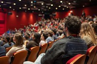 Audience listens to the speech audience lecture hall.