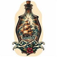 A traditional ship tattoo bottle painting.