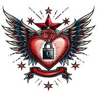 A classic heart dynamite weaponry emblem.
