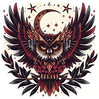 A striking owl emblem symbol animal.
