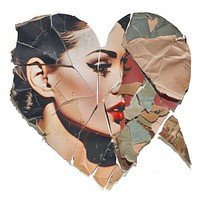 Broken heart shape collage cutouts wedding female person.