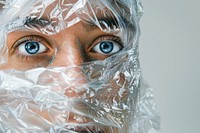 Psychopath person face plastic wrap.
